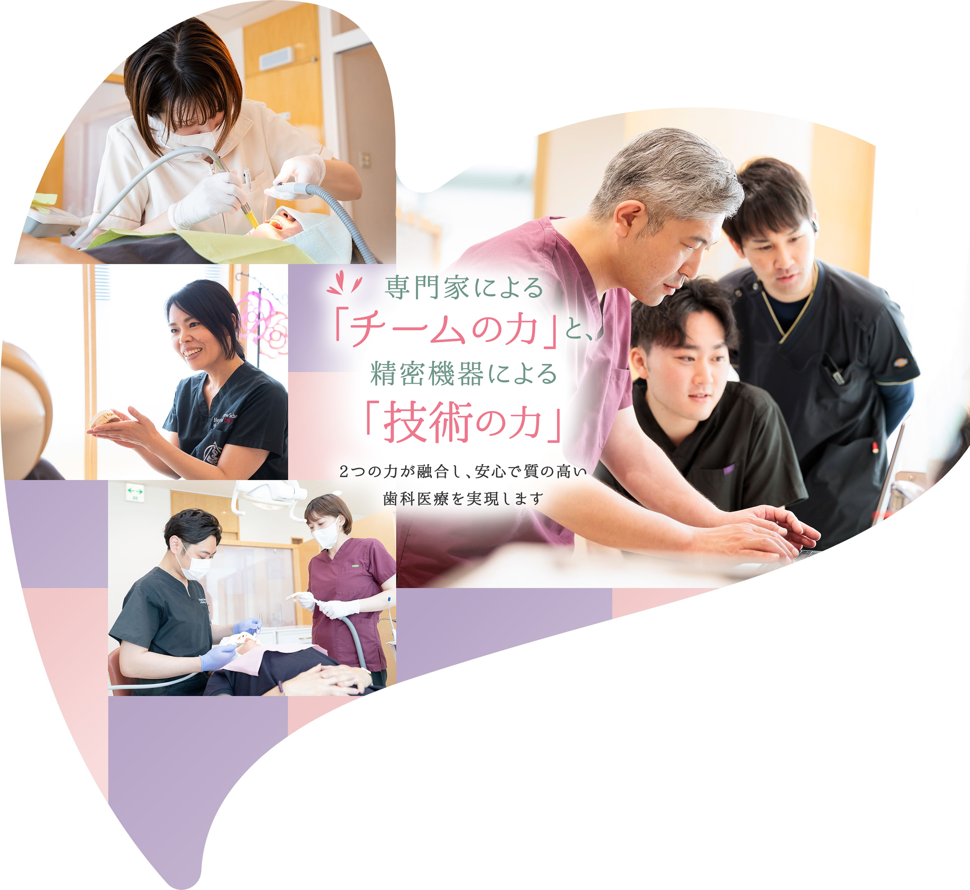 専門家による 「チームの力」 と、 精密機器による 「技術の力」 二つの力が融合し、安心で質の高い 歯科医療を実現します